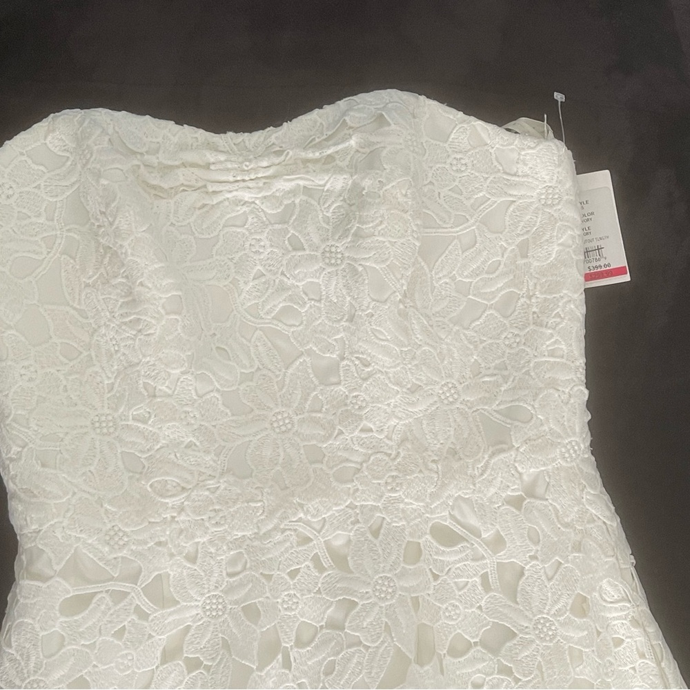 Spectacular David's Bridal Ivory Floral Lace Gown - Picture 11 of 16
